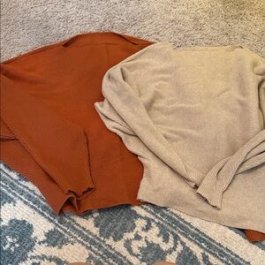 LOFT Cream and Rust Knit Sweaters